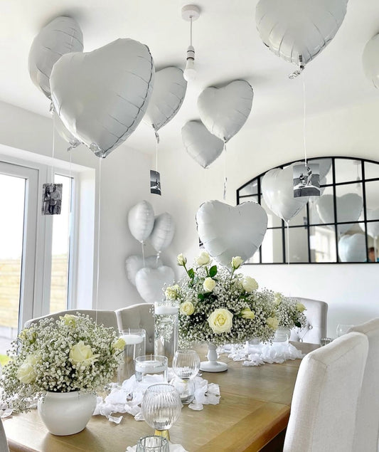 15 White Heart Balloons