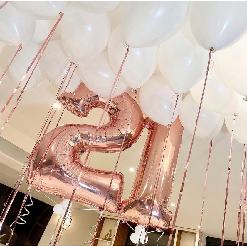 Ceiling Helium Balloons + Jumbo Numbers