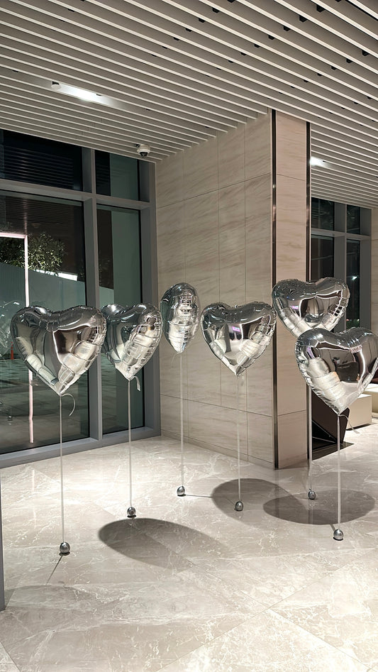 Romantic Balloons - 6 Foil Hearts