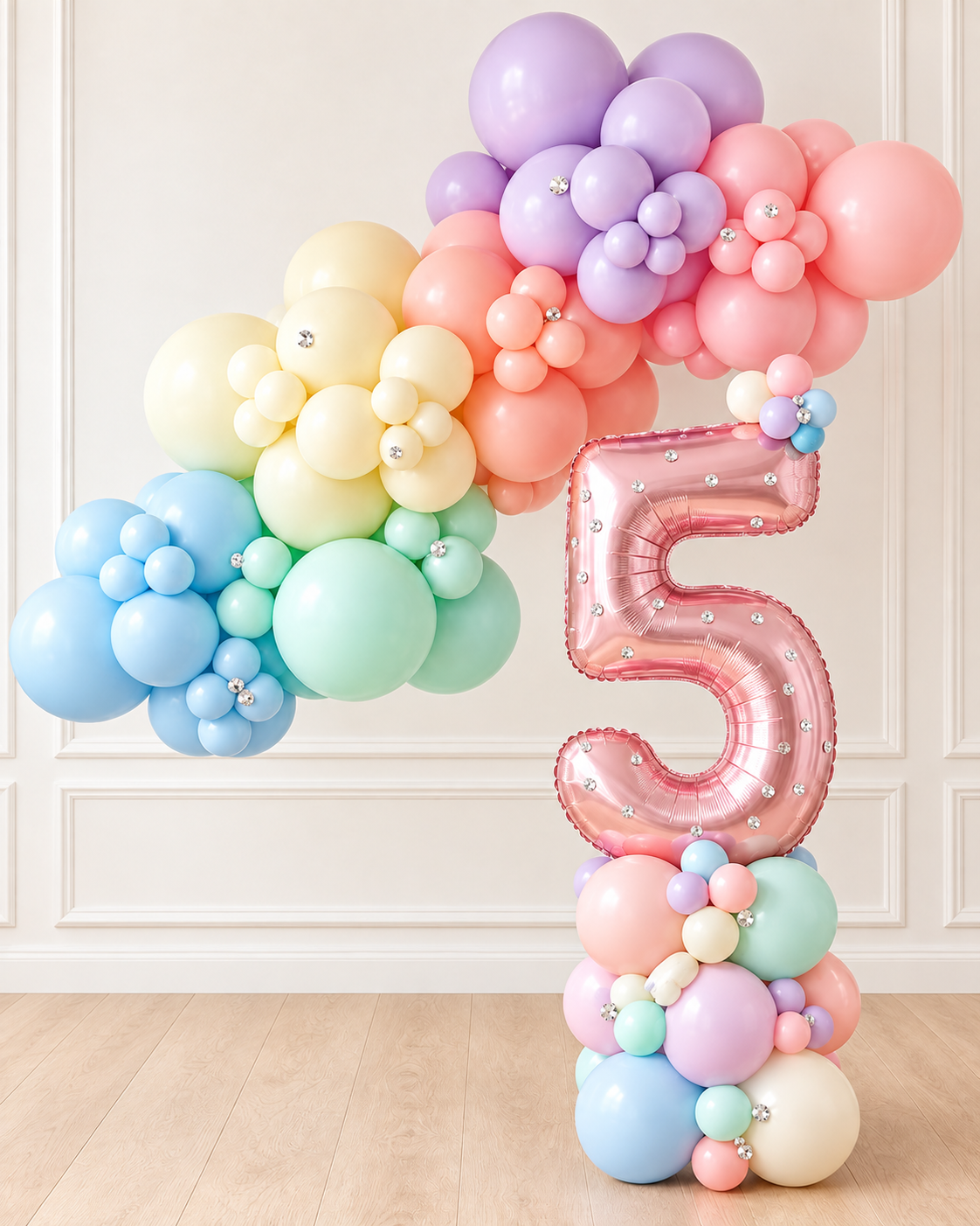 Kids Birthday Number Balloon Display with Organic Garland — Richmond Hill & GTA