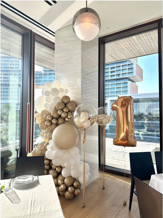 Number Balloon +Cluster/Garland + 2 Customized Balloon with balloons inside