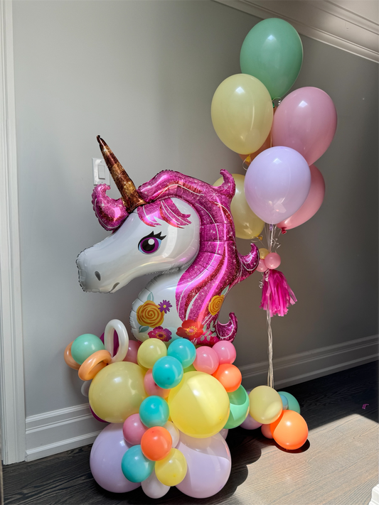 Unicorn Air - Filled Balloon Stand + Bouquet Balloon