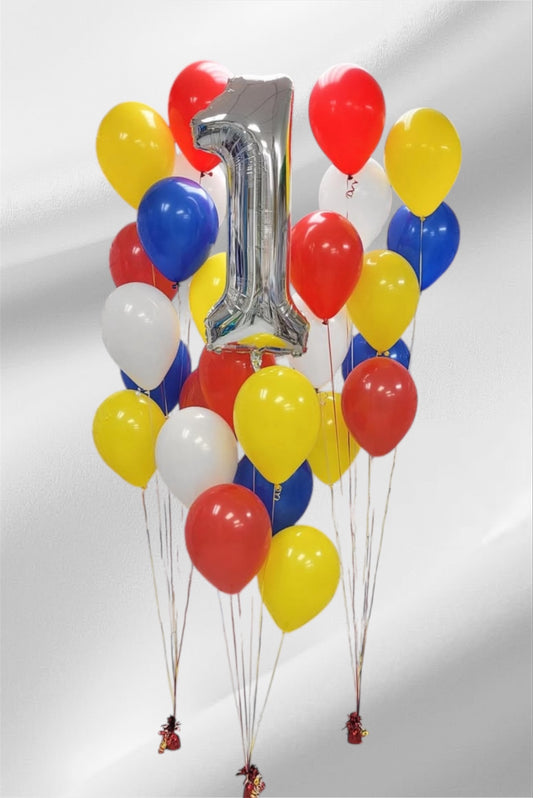 Number Balloon with  Bouquets