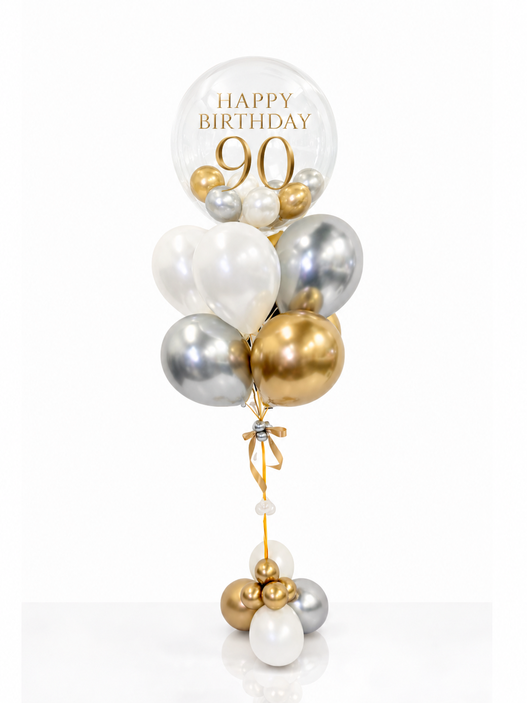 Personalized Helium Birthday Balloon Bouquet with Clear Bubble Balloon