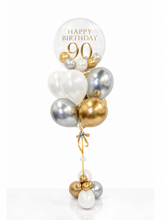 Personalized Helium Birthday Balloon Bouquet with Clear Bubble Balloon