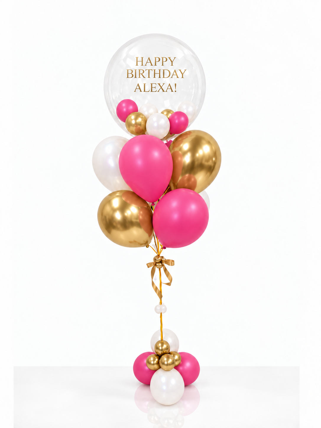 Personalized Helium Birthday Balloon Bouquet with Clear Bubble Balloon