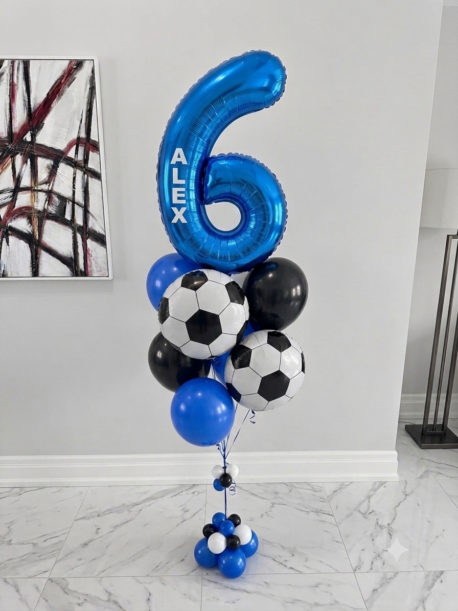 Custom Soccer Balloon Bouquet with Number & Name