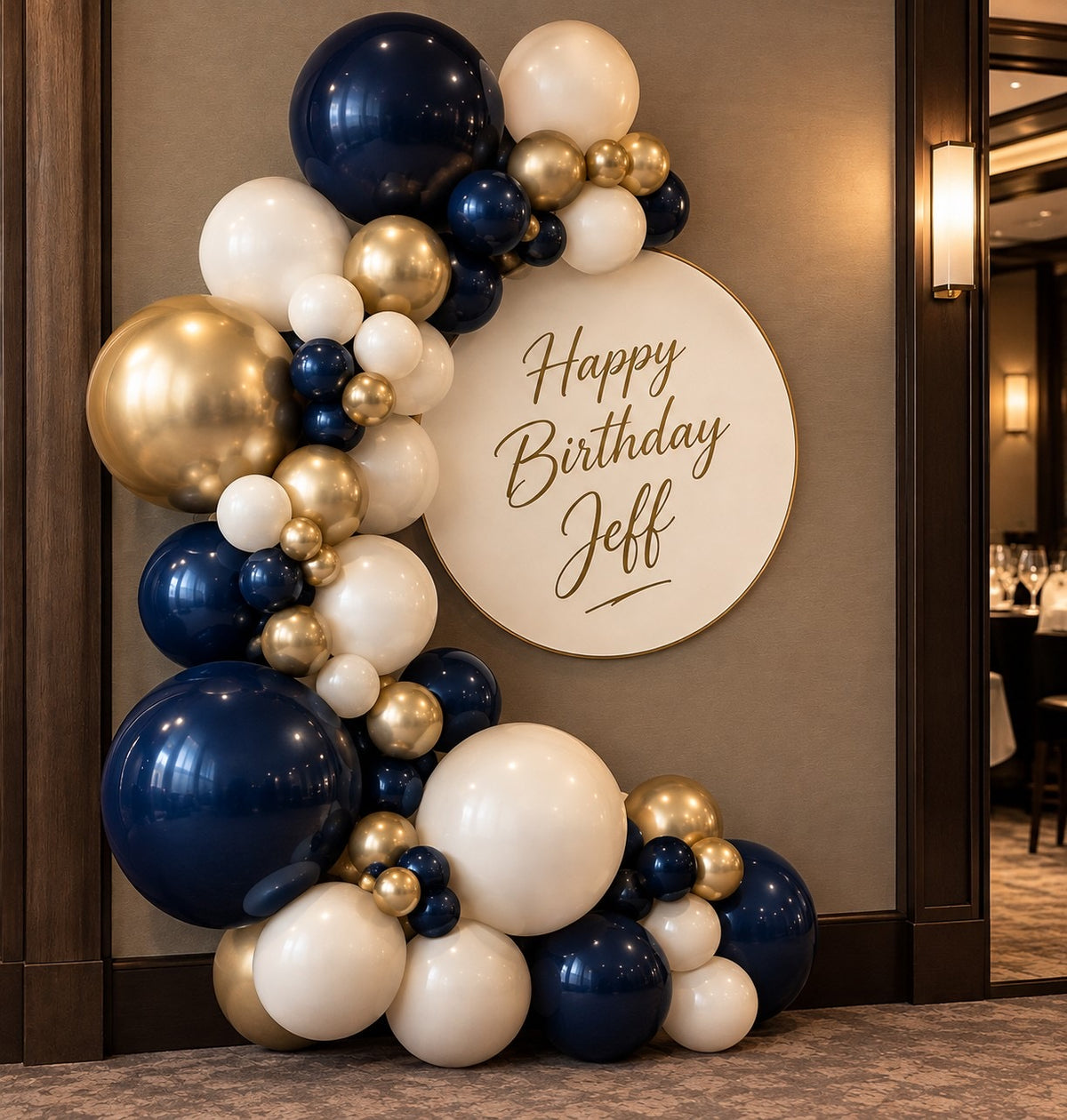 Custom Balloon Garland with Personalized Round Foam Board