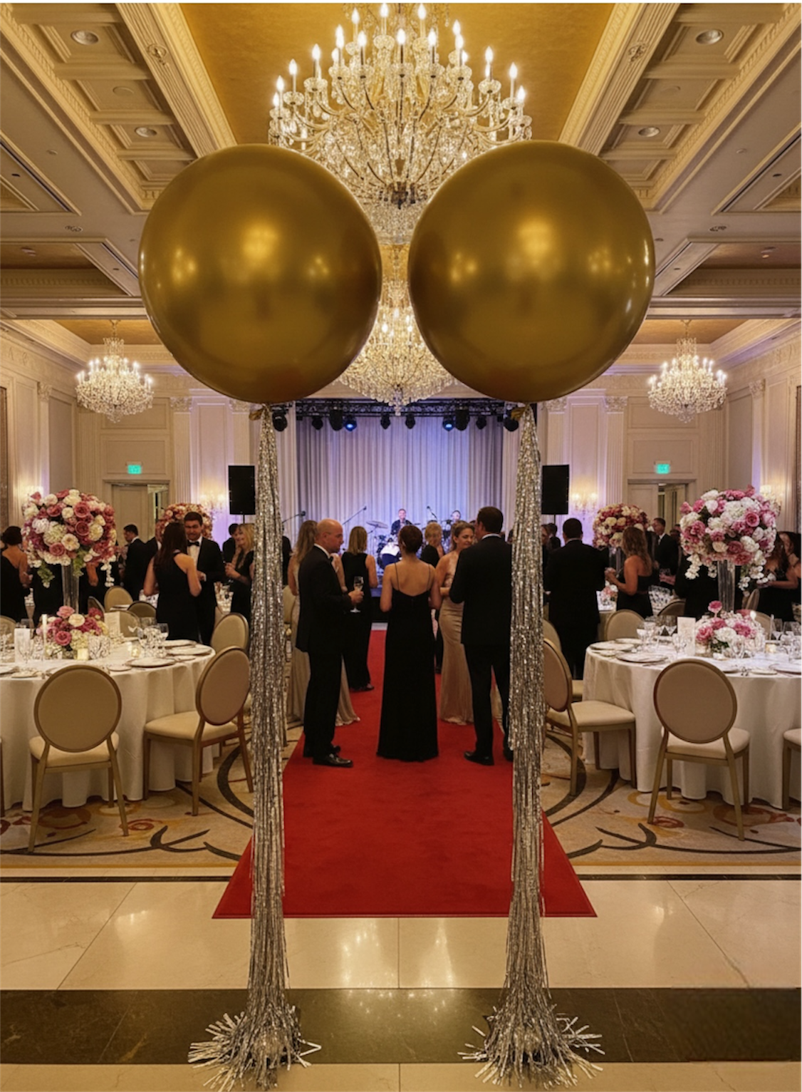 Jumbo  Balloon with Tinsel Tail – Elegant Event & Wedding Decorations
