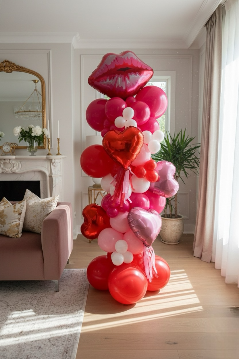 Valentine’s Day Balloon Column - Romantic Event Decor